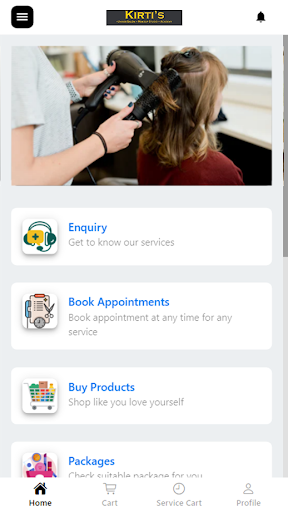 Android application Kirti`s Unisex Salon screenshort