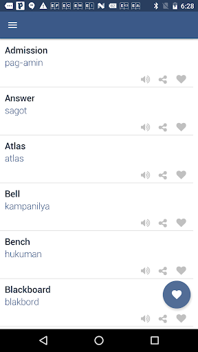 Word book English to Filipino Screen 2