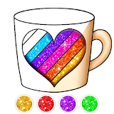 Glitter Hearts coloring and drawing icon