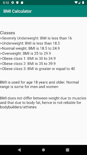 BMI Calculator (optimal weight Screen 3