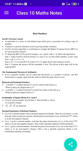 Class 10 Maths Notes Screen 3