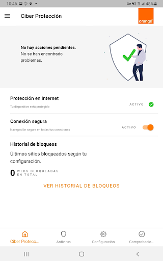 Android application Ciber Protección screenshort