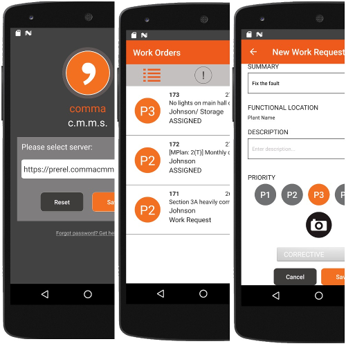 Android application comma CMMS Technician's App screenshort