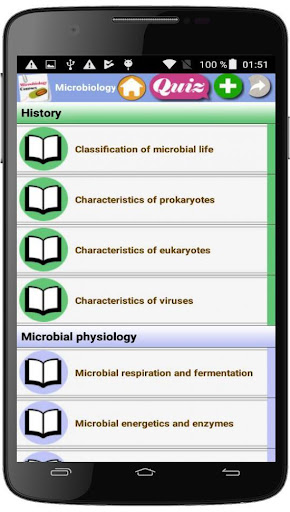 Android application Microbiology course screenshort