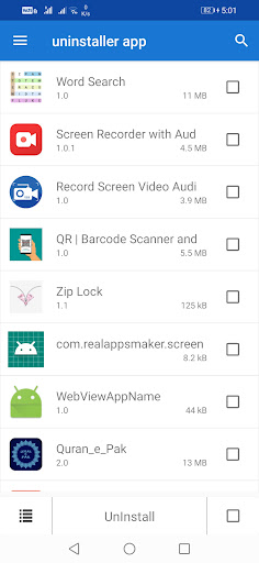 Android application Uninstaller screenshort