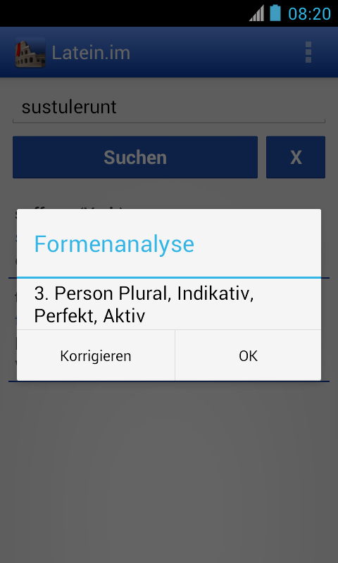 Android application Latein-Wörterbuch mit Formenanalyse – Latein.me screenshort