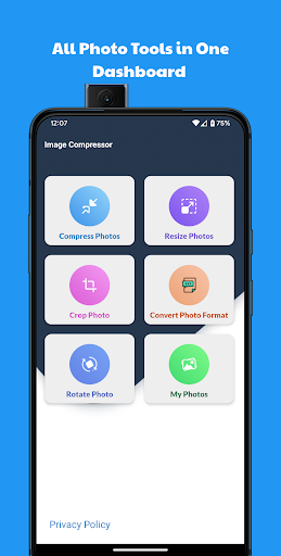 Android application Compress Images: Mb to Kb screenshort