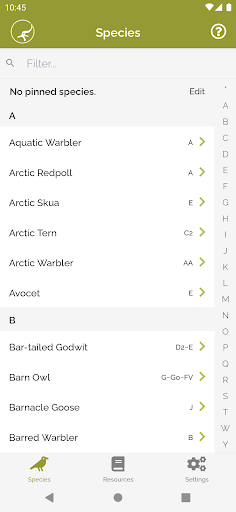Android application BTO Ringing & NRS Info screenshort