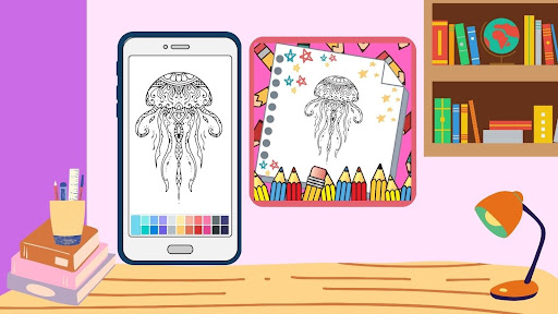 Jellyfish Mandala Coloring App