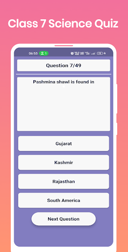 Class 7 Science Quiz Screen 3