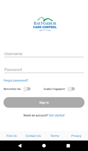 Android application Bar Harbor Card Controls screenshort