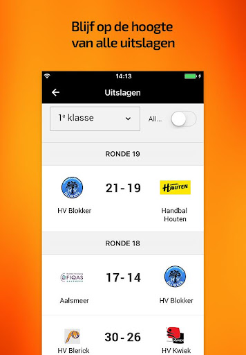 Android application HandbalNL screenshort