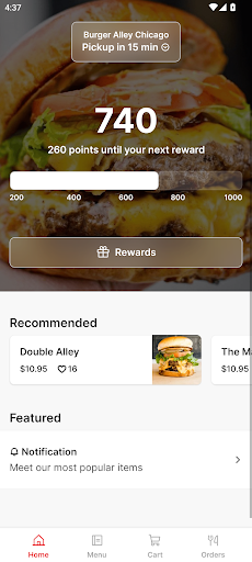 Android application Burger Alley Chicago screenshort