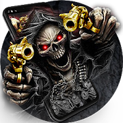Gold Fire Gun Warrior Skull Theme  Icon