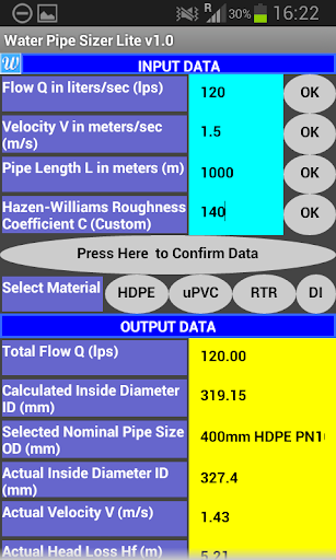 Water Pipe Size Calculator Lt Screen 2