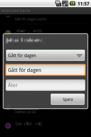 Android application Inne/ute-tavla screenshort