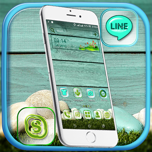 Cyan Wooden Launcher Theme logo