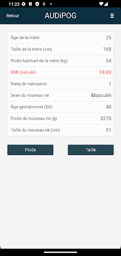 Croissance néonatale AUDIPOG Screen 2
