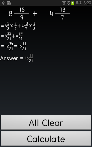 Android application Simple Fraction Calculator screenshort