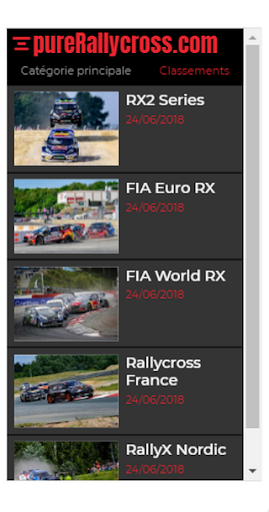 Android application pureRallycross.com screenshort