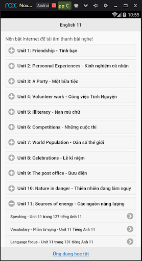 Android application Học tốt tiếng Anh lớp 11 hiện screenshort