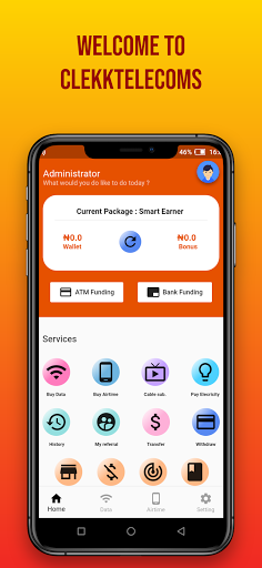 Android application clekktelecoms screenshort