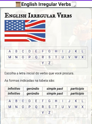 Android application English Irregular Verbs screenshort
