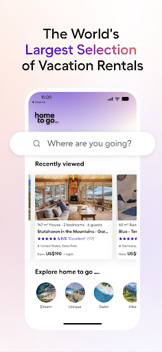 Screenshot of Vacation Rentals - HomeToGo