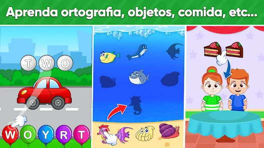 Jogo de ortografia para crianças pré-escolares desenhos de frutas, planilha  para impressão de jogos educativos para crianças