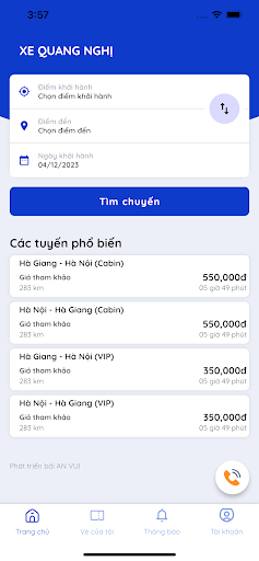 Android application XE QUANG NGHỊ screenshort