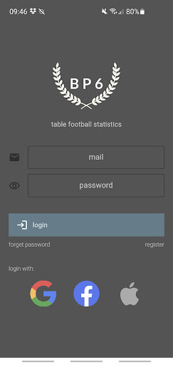 Android application Foosball statistics screenshort