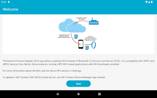 Screenshot of nRF Device Firmware Update