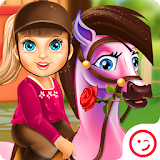 Little Girl Pony Caring icon