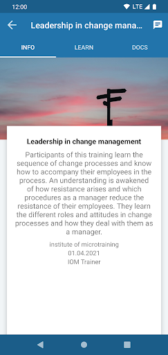 Microtraining mobile learning Screen 2