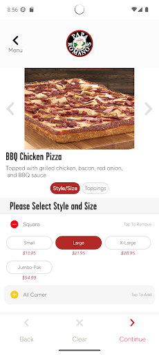 Screenshot of Papa Romano's