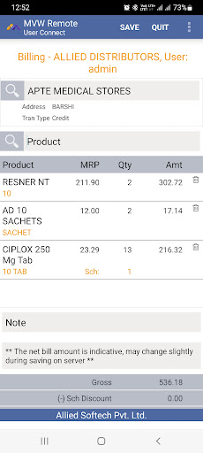 MediVision MVW SalesmanConnect Screen 3