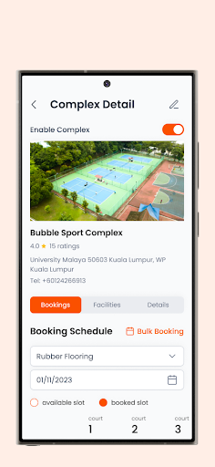 Sports Complex Management App Screen 3