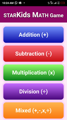 Android application StarKid Math Quiz screenshort
