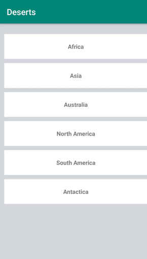 Deserts Per Continent