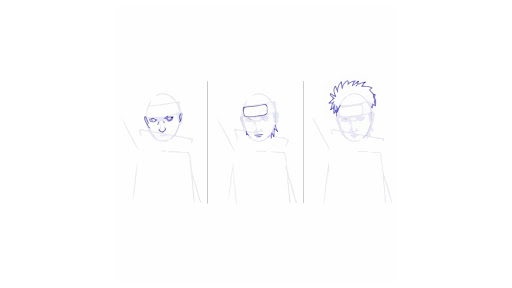 Easy anime sketch, how to draw naruto half face step-by-step 