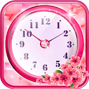 Cute Pink Analog Clock Wallpaper For Girls