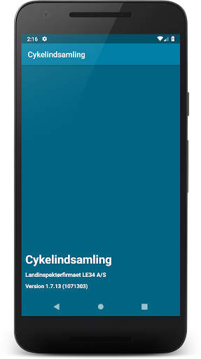 Android application Cykelindsamling screenshort