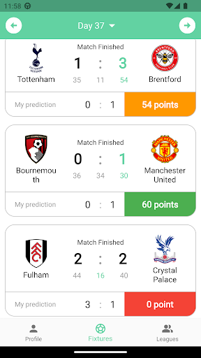 FunProno - Soccer predictions Screen 2