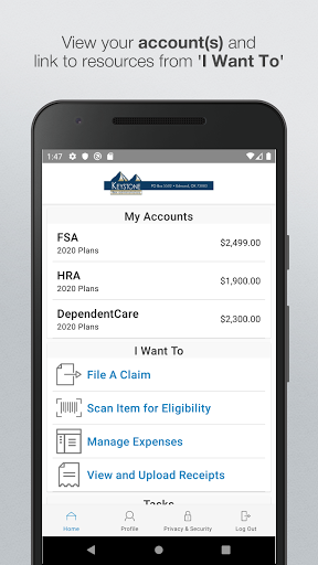 Android application Keystone Flex Admin Benefits screenshort