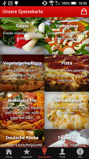 Android application Da Toni screenshort