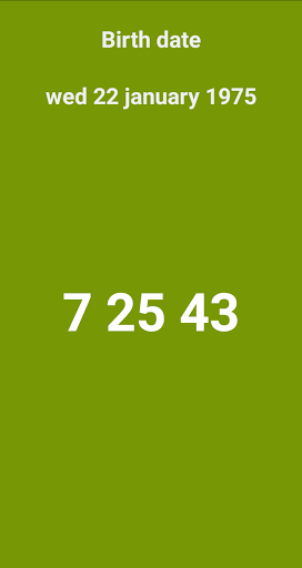 Android application Numbers from your birthdate screenshort