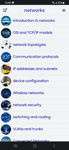 Android application Computer Networks Course screenshort