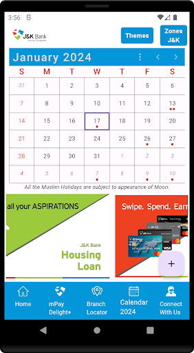 J&K Bank eCalendar Screenshot