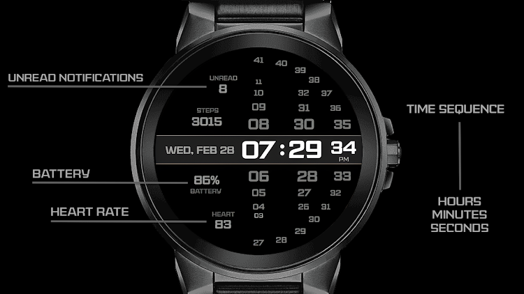 BLACK RETRO Watch Face - New - (Android)