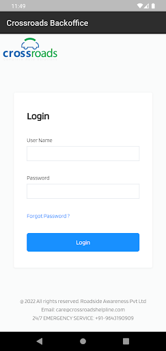 Android application Crossroads Backoffice screenshort